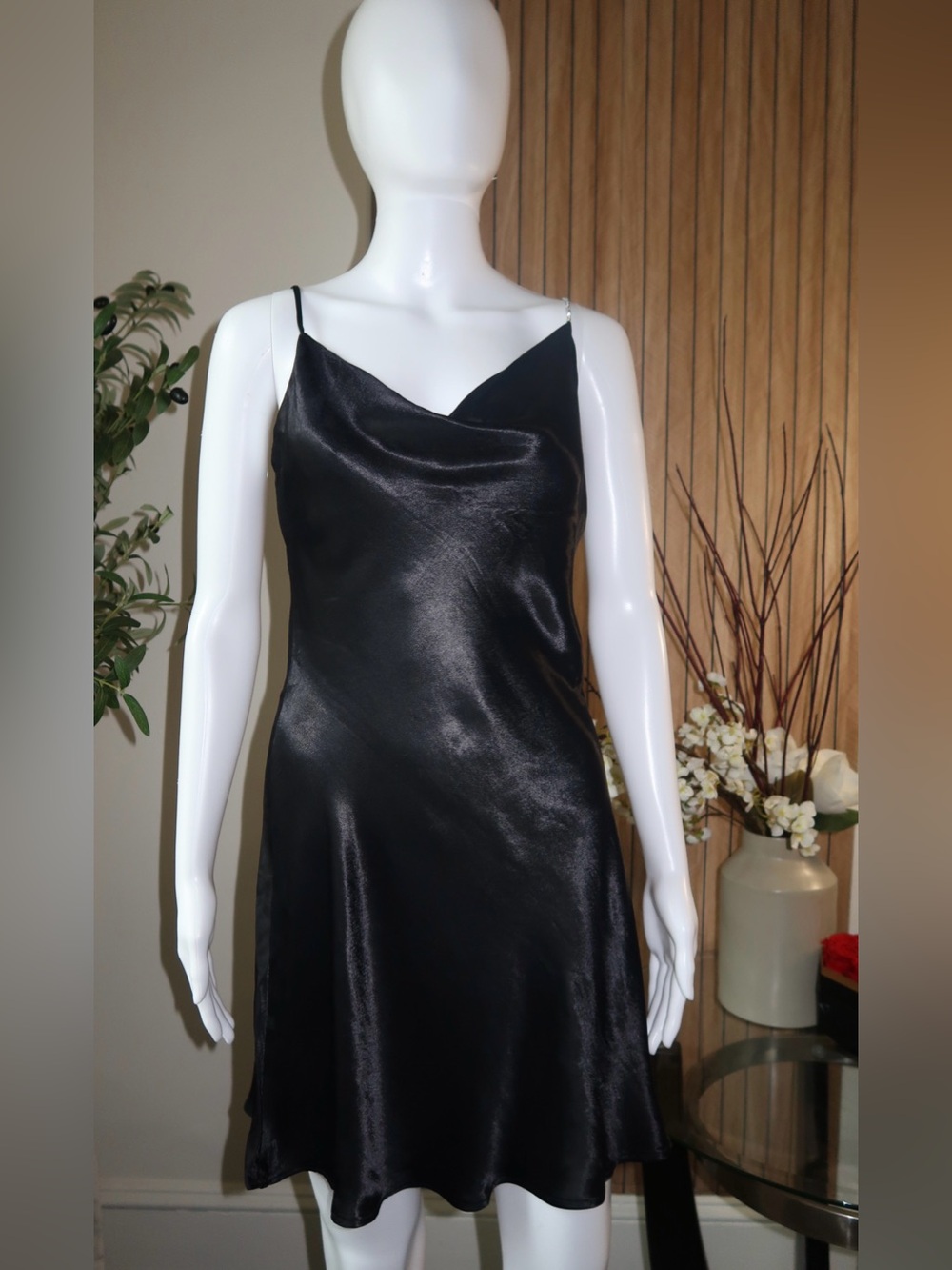 Zara Black Satin Strapless Slip Dress